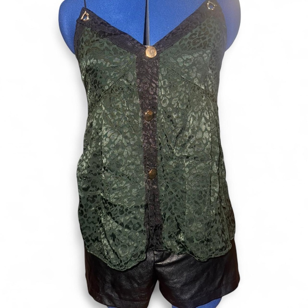 Zara Basic Dark Green Lace Top